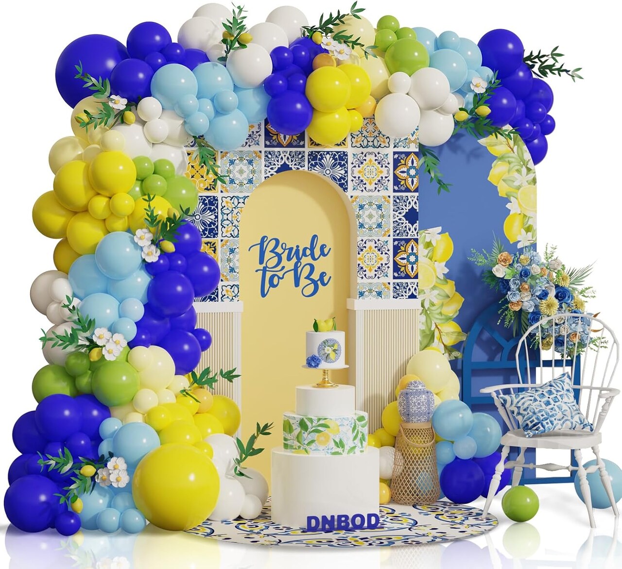 207Pcs Royal Blue Yellow Balloon Arch Kit(Royal Blue, Yellow, Olive Green)
